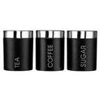 Black Enamel Tea, Coffee and Sugar Set