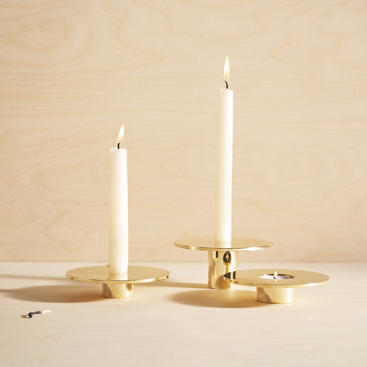Eclipse Solid Brass Candle Holder
