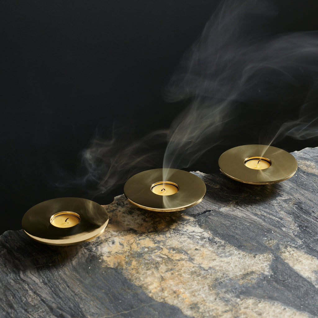 Eclipse Solid Brass Candle Holder