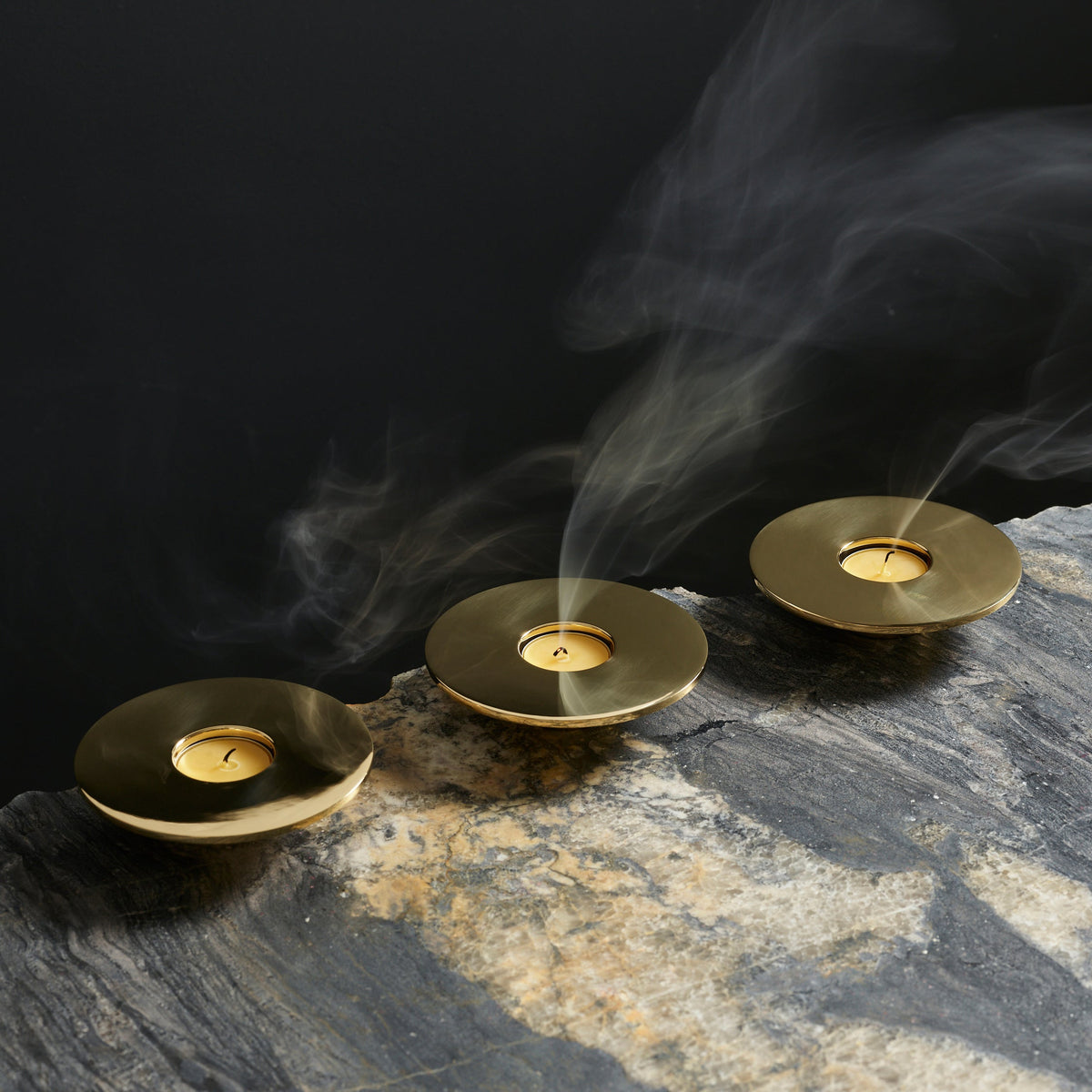 Eclipse Solid Brass Candle Holder