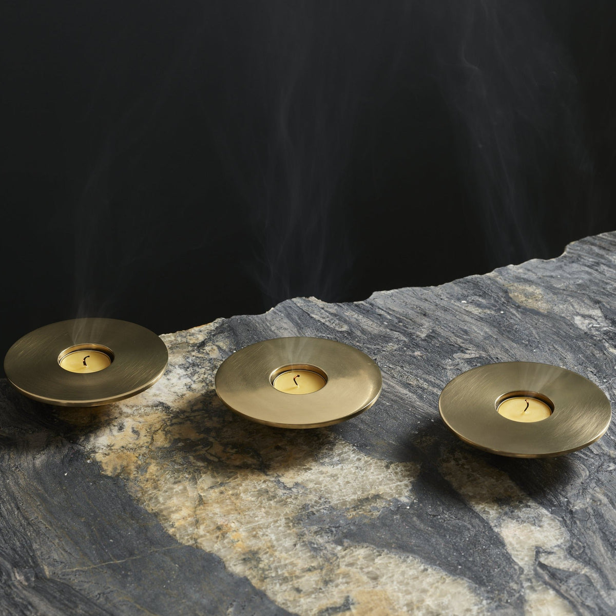 Eclipse Solid Brass Candle Holder