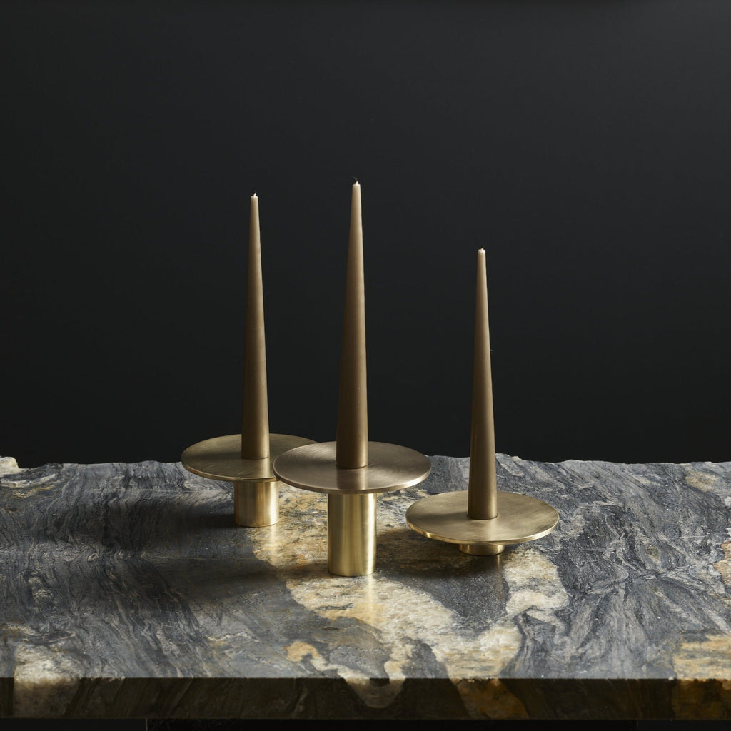 Eclipse Solid Brass Candle Holder