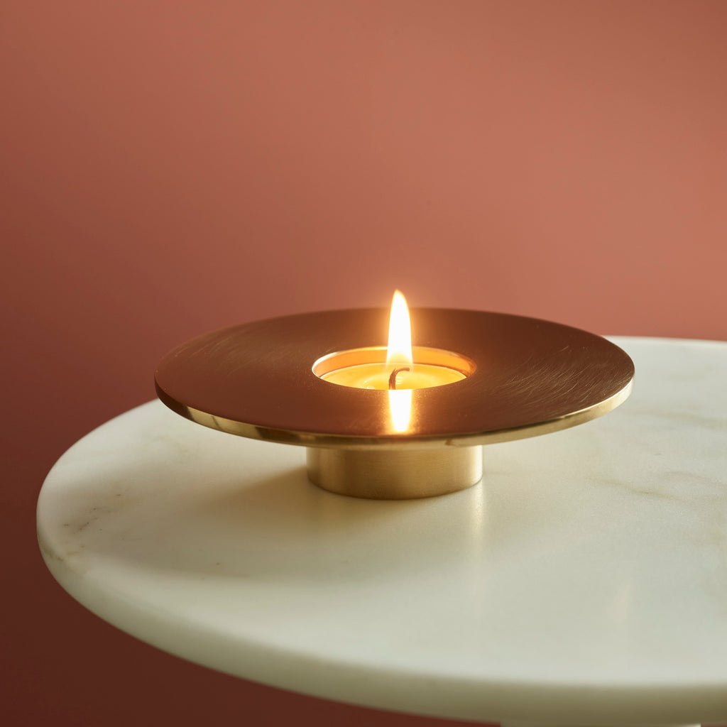 Eclipse Solid Brass Candle Holder