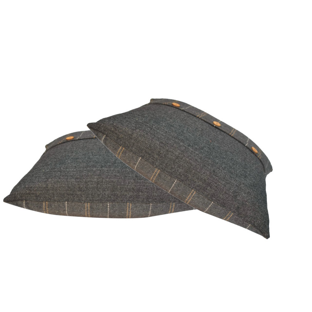 Pewter and Black Tweed Cushions, Set of 2