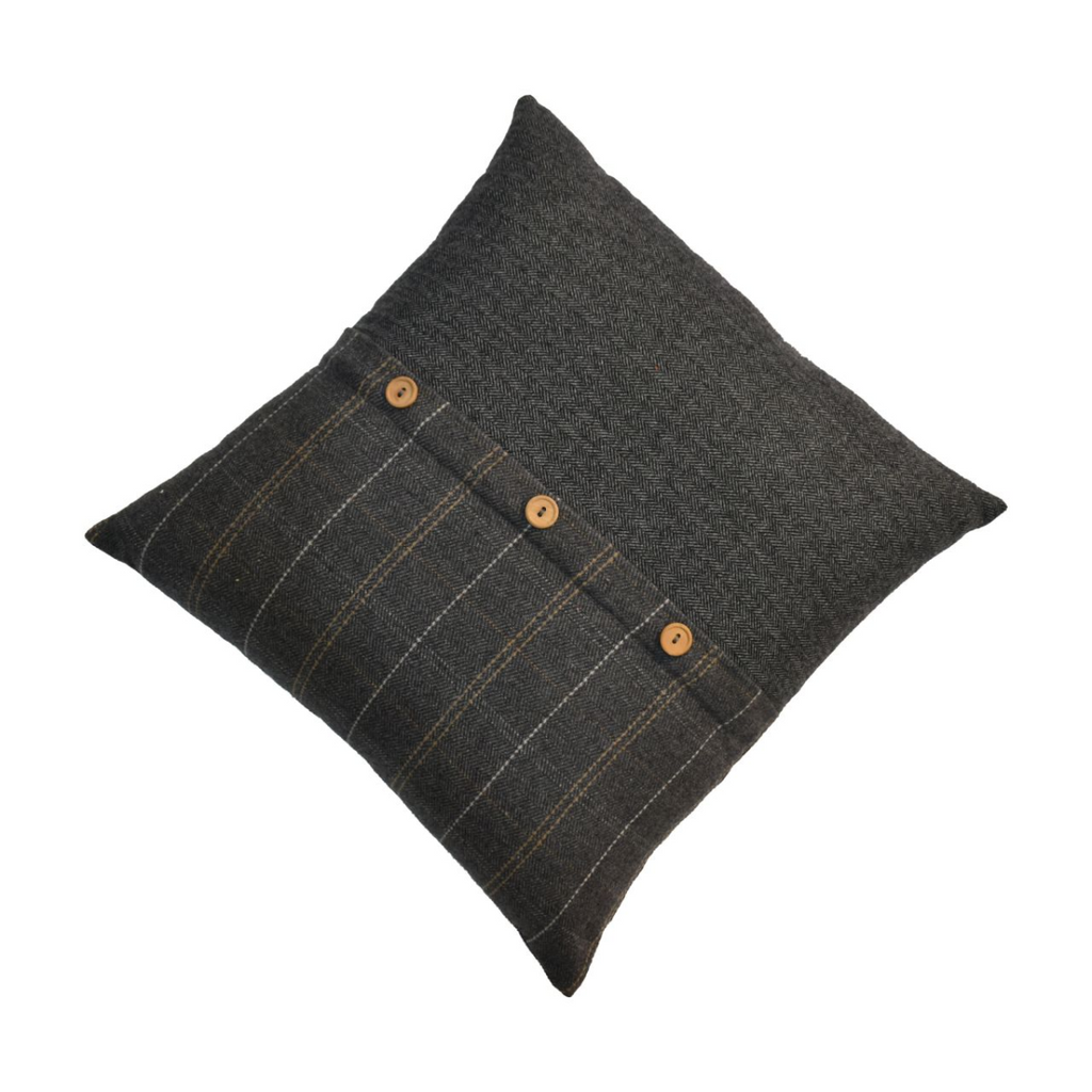 Pewter and Black Tweed Cushions, Set of 2