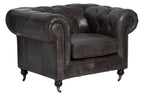 Victor dark grey-brown leather Chesterfield chair, view 4