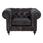 Victor dark grey-brown leather Chesterfield chair, view 2