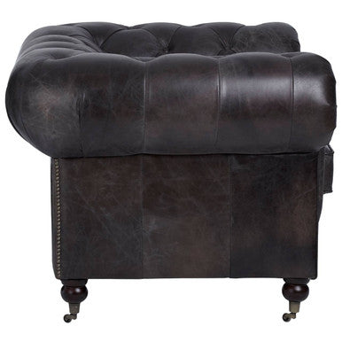 Victor dark grey-brown leather Chesterfield chair, view 5