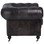 Victor dark grey-brown leather Chesterfield chair, view 5