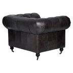 Victor dark grey-brown leather Chesterfield chair, view 6