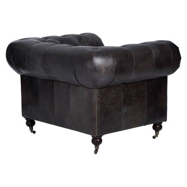 Victor dark grey-brown leather Chesterfield chair, view 6