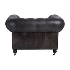 Victor dark grey-brown leather Chesterfield chair, view 7