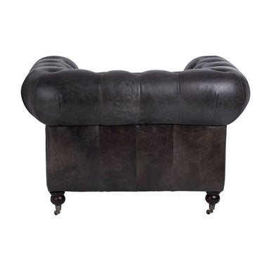 Victor dark grey-brown leather Chesterfield chair, view 7