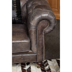 Victor dark grey-brown leather Chesterfield chair, view 8