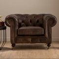 Victor dark grey-brown leather Chesterfield chair