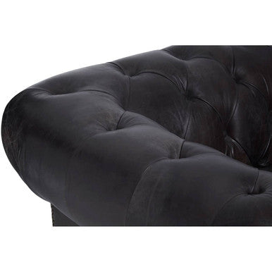 Victor dark grey-brown leather Chesterfield chair, view 9
