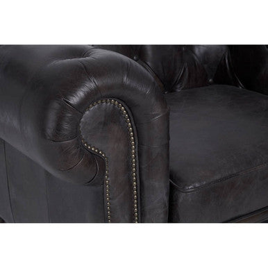 Victor dark grey-brown leather Chesterfield chair, view 10