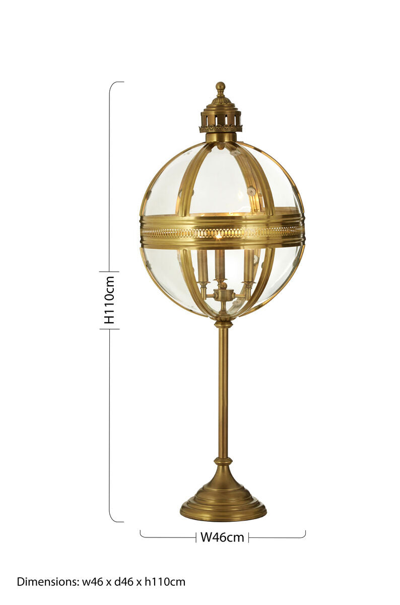 Brass Globe Table Lamp with Grille