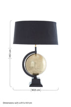 Antique Brass Globe Lamp, Black Shade