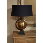 Antique Brass Globe Lamp, Black Shade