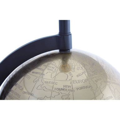 Antique Brass Globe Lamp, Black Shade