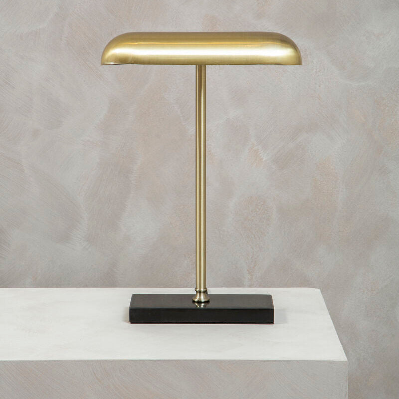 Brass desk lamp with a black marble base