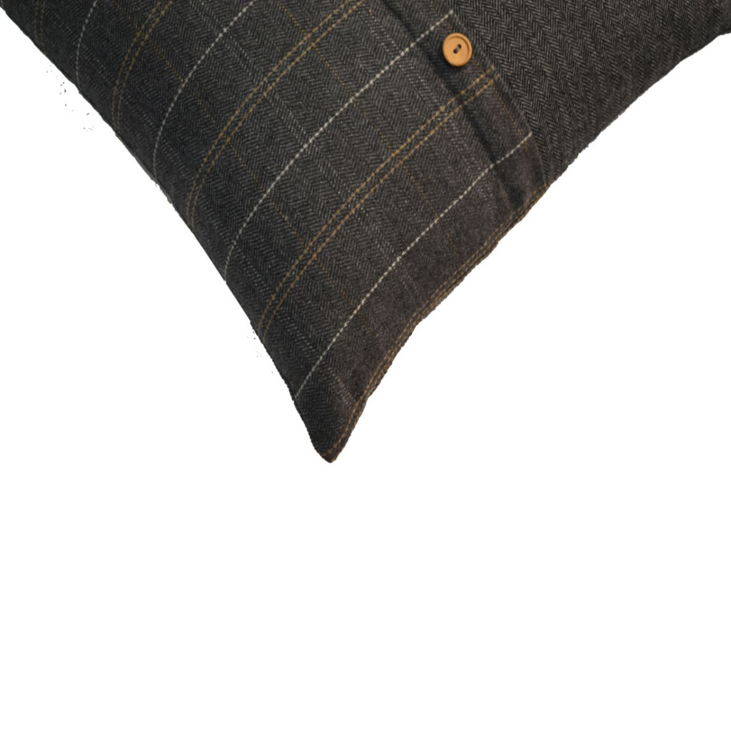 Pewter and Black Tweed Cushions, Set of 2