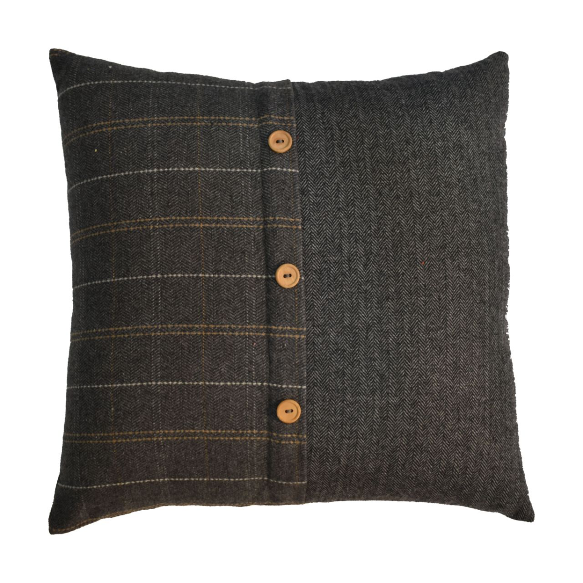 Pewter and Black Tweed Cushions, Set of 2