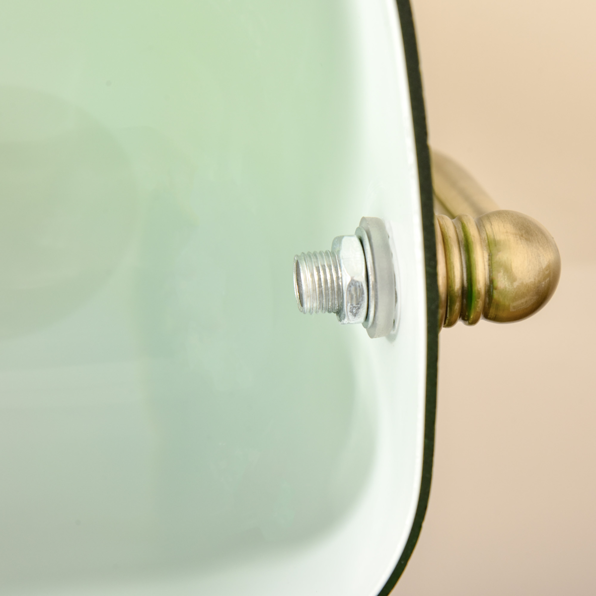 Banker's Desk Lamp, Antique Brass with Glass Shade