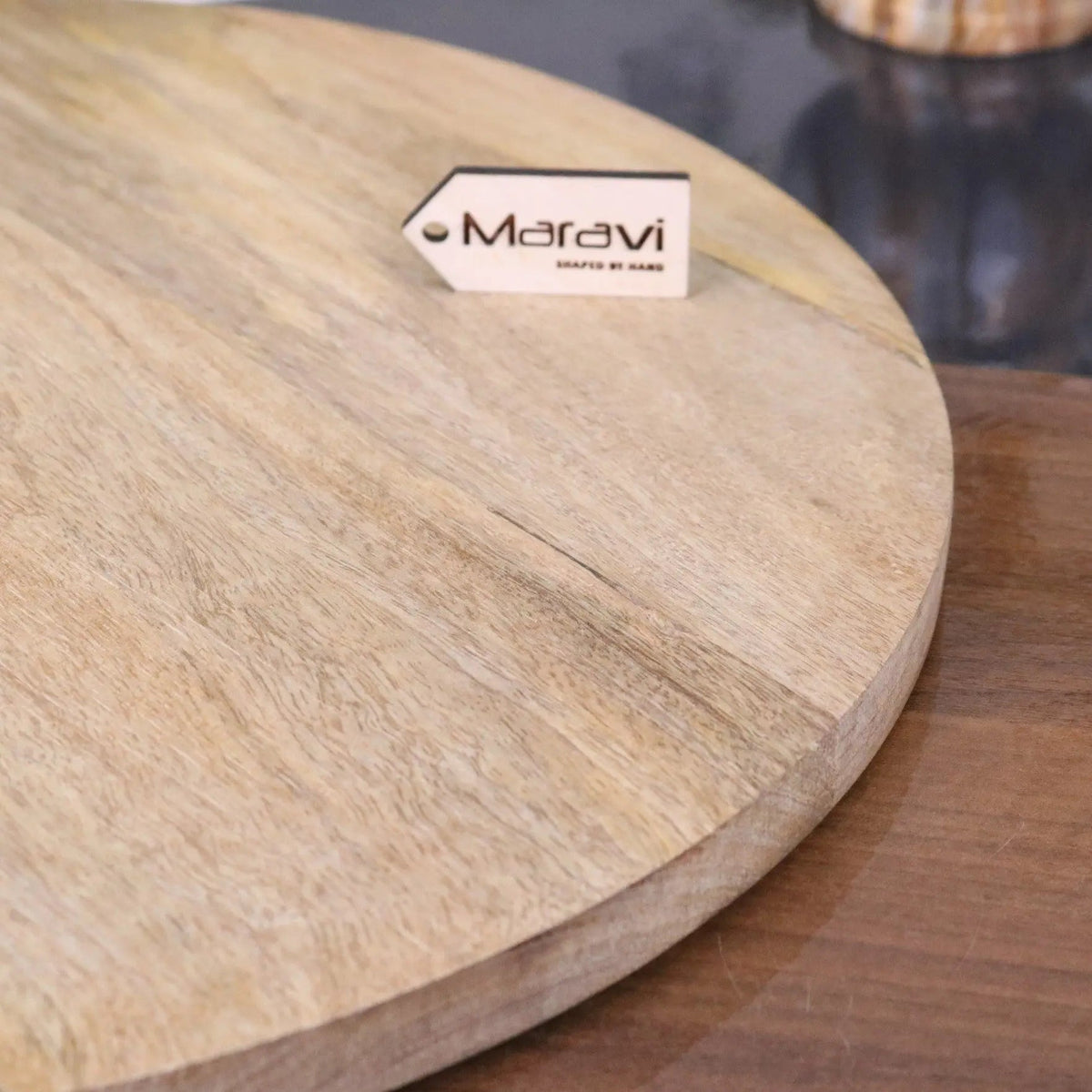 Amba Rustic Round Wooden Serving Board, 38cm