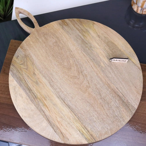 Amba Rustic Round Wooden Serving Board, 38cm