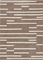 Beige broken stripe wool rug