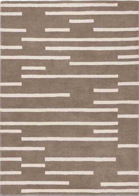 Beige broken stripe wool rug