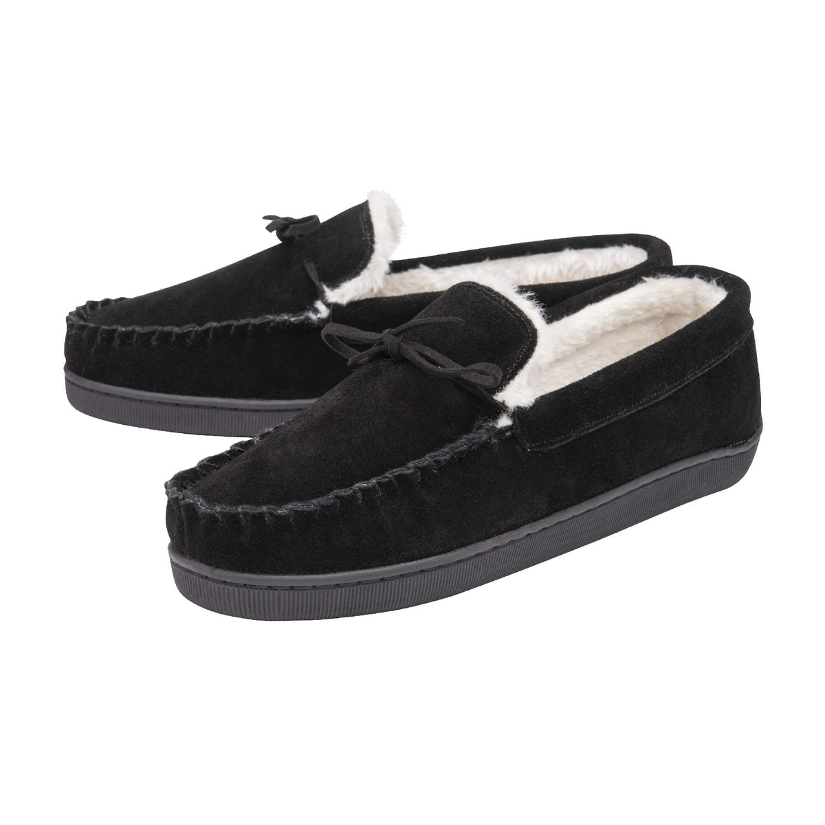 Men's Suede Moccasin Slippers, Fleece Lined