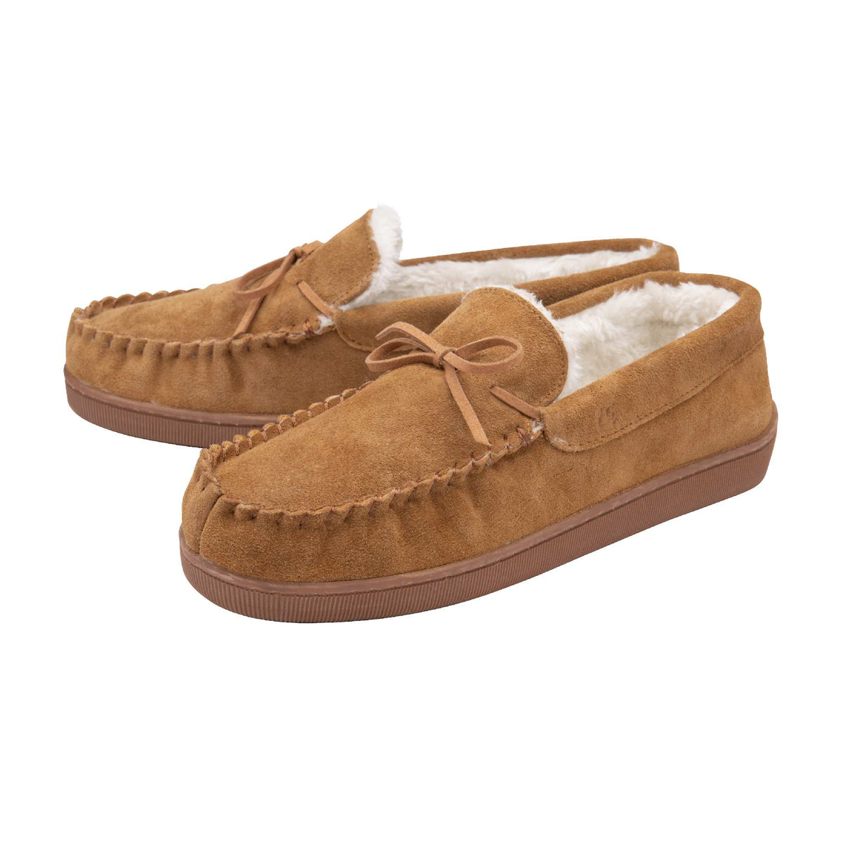 Men's Suede Moccasin Slippers, Fleece Lined