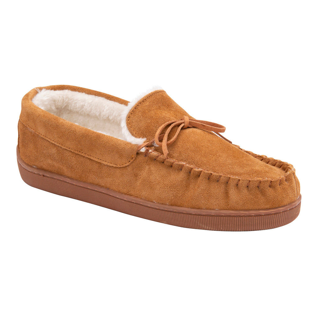 Men's Suede Moccasin Slippers, Fleece Lined