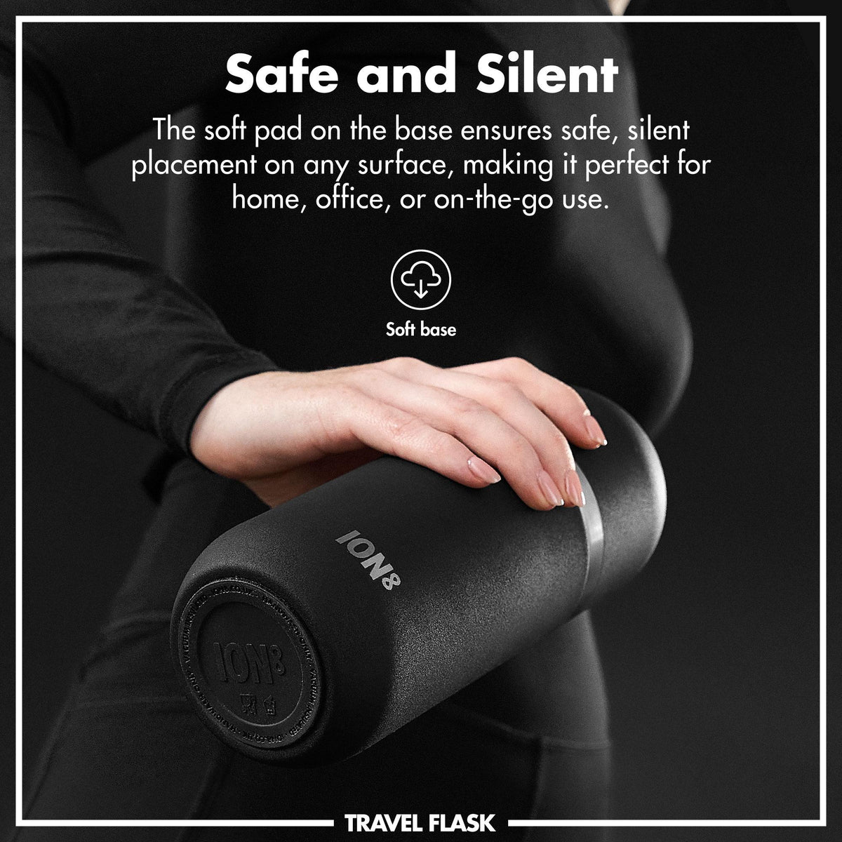 Black insulated flask and mug, view 4
