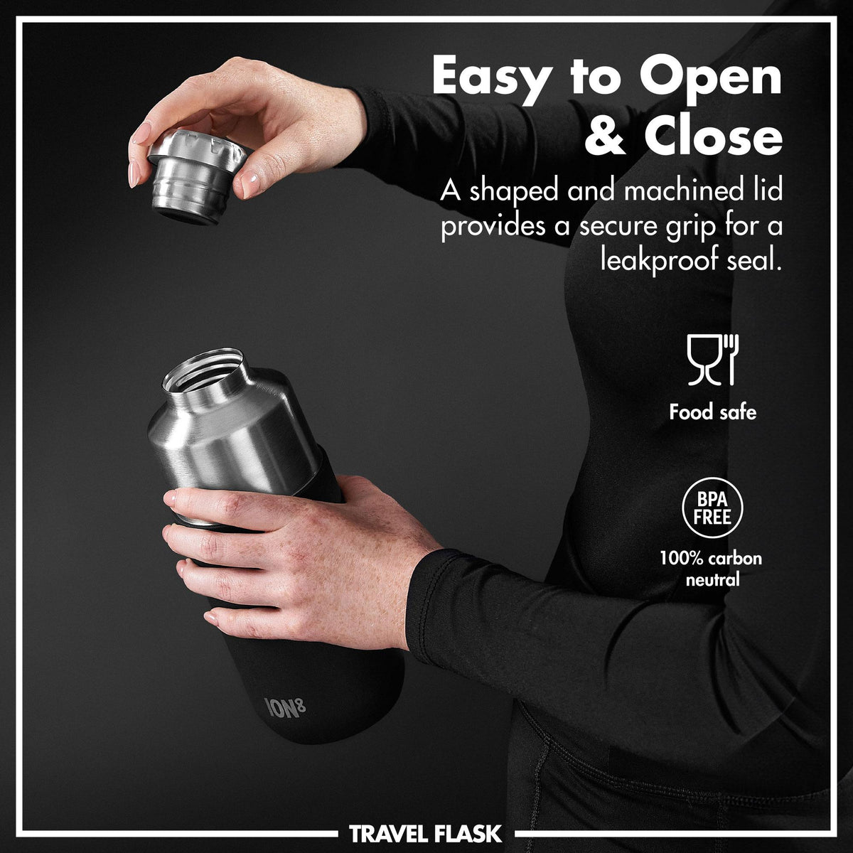 Black insulated flask and mug, view 5