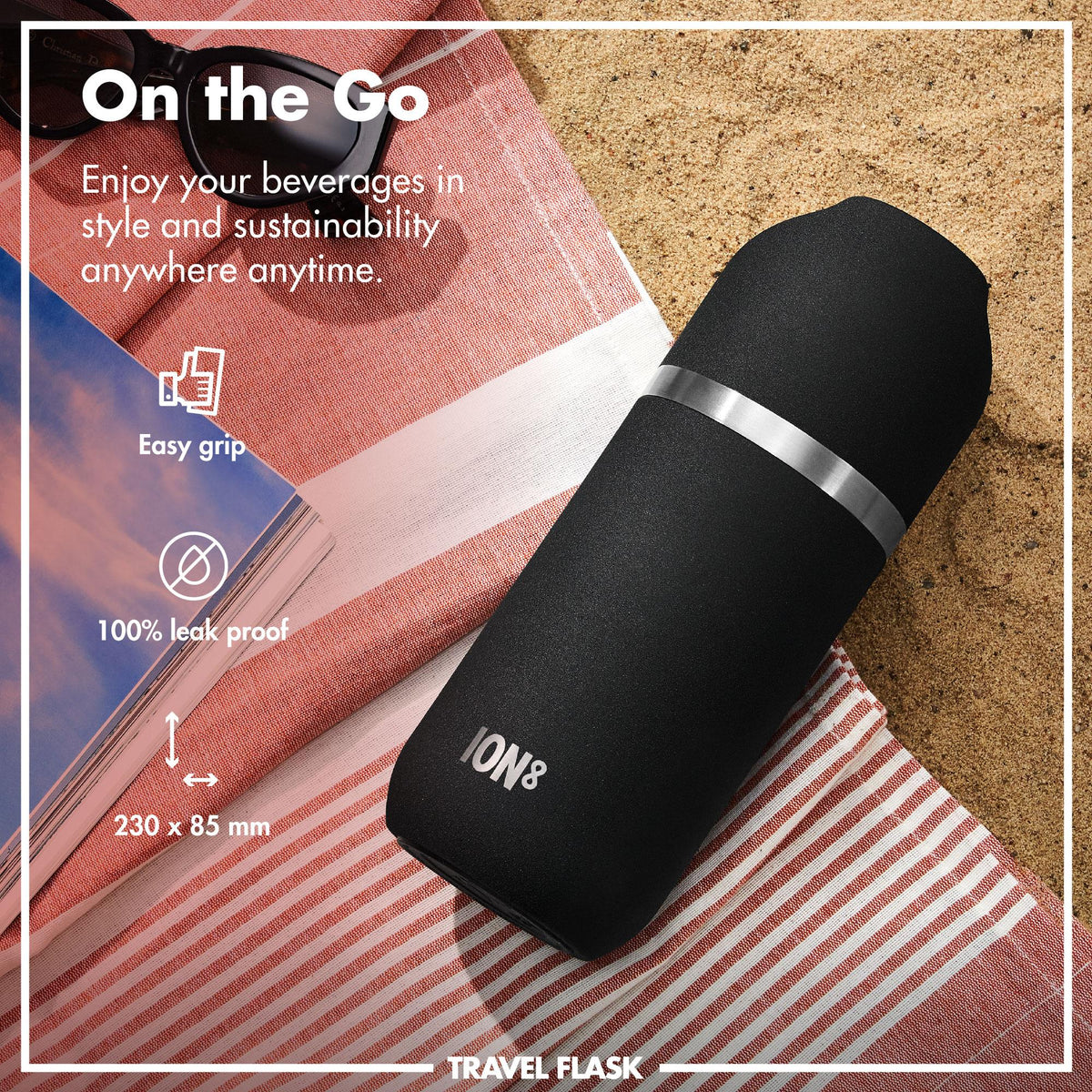 Black insulated flask and mug, view 7