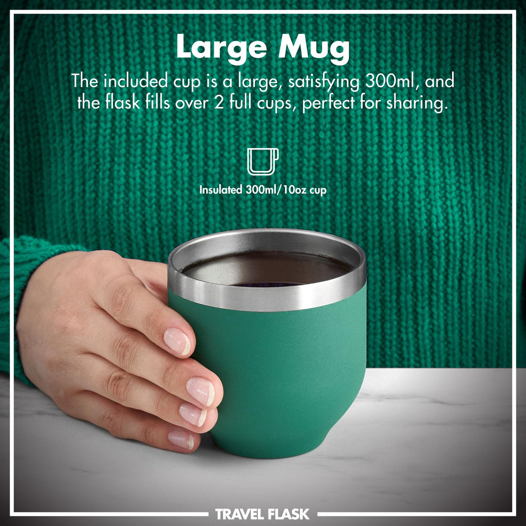 Green insulated flask and mug, view 3