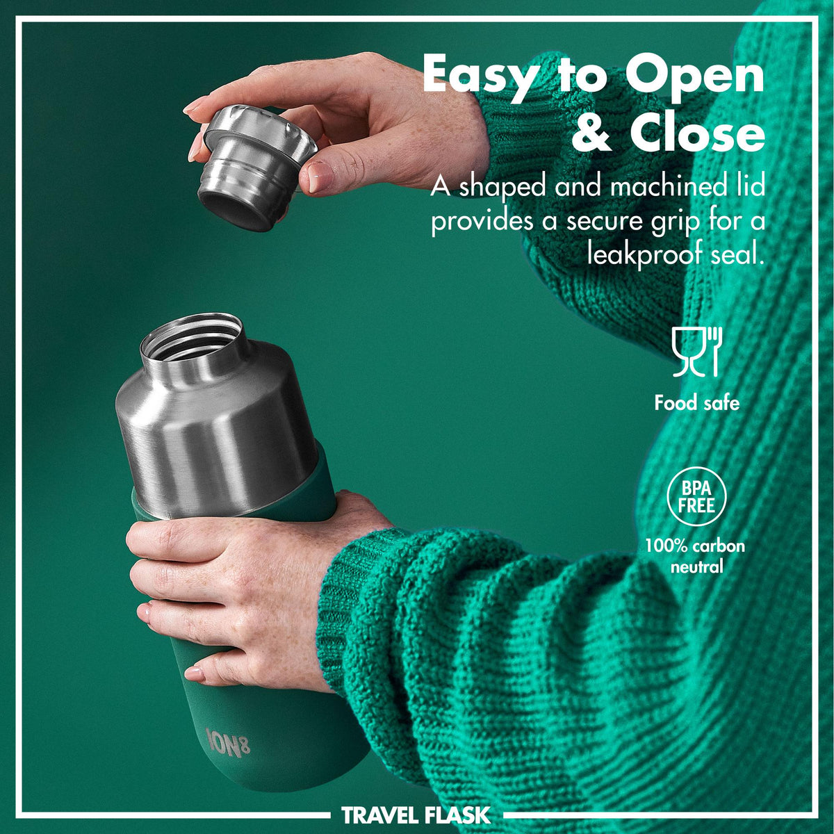 Green insulated flask and mug, view 5