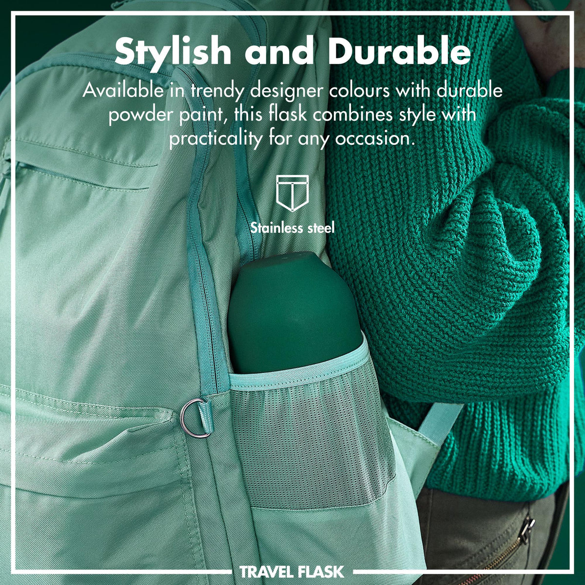 Green insulated flask and mug, view 6