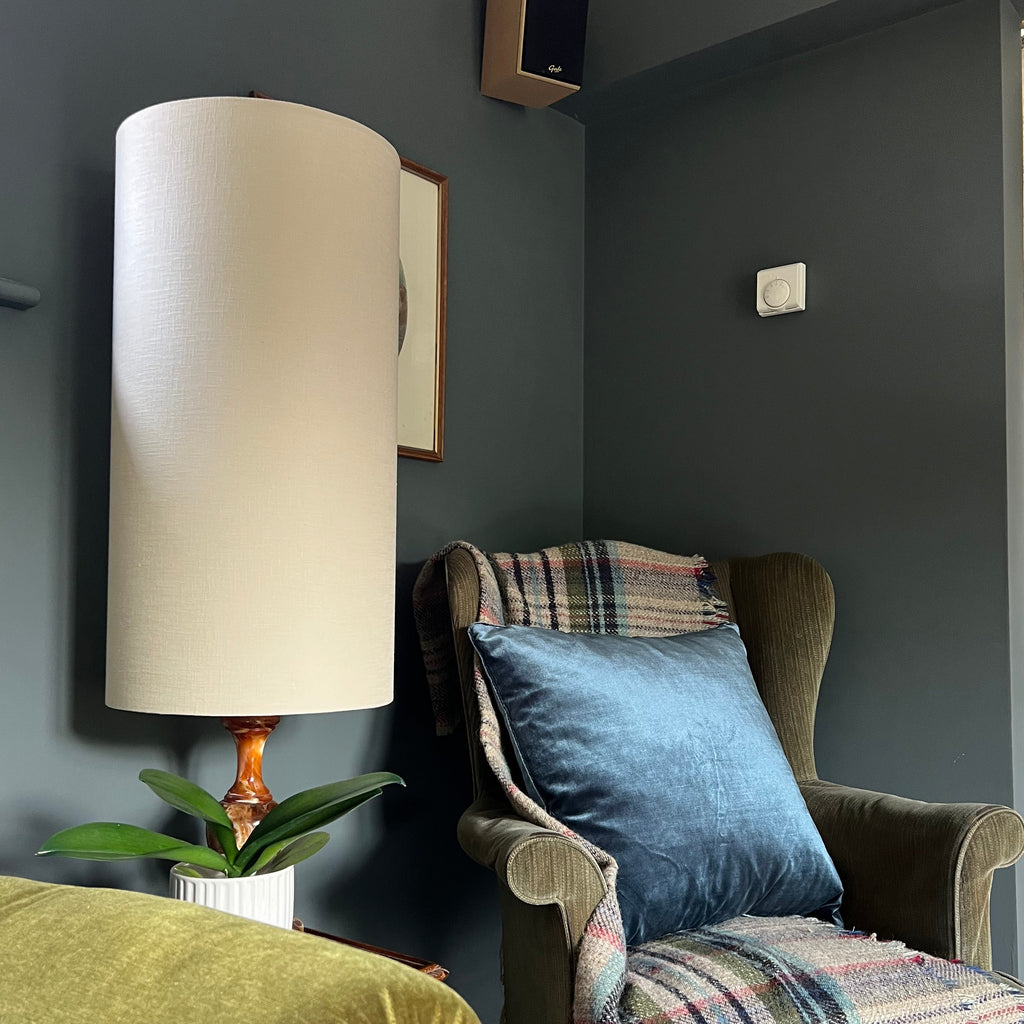 Natural Linen Tall Cylinder Lampshade, view 3