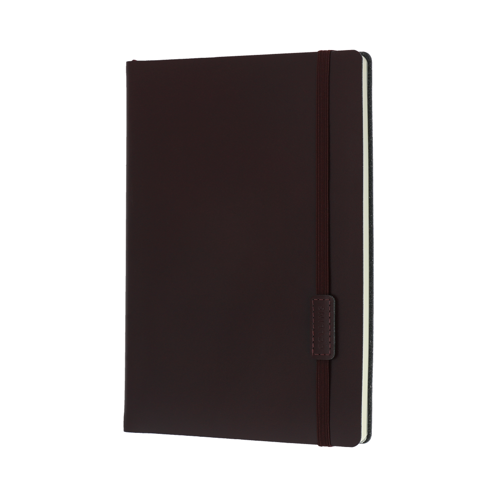 Maroon B6 notebook with a bonded leather cover and elastic closure