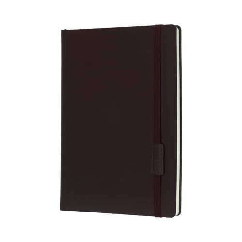 Maroon B6 notebook with a bonded leather cover and elastic closure