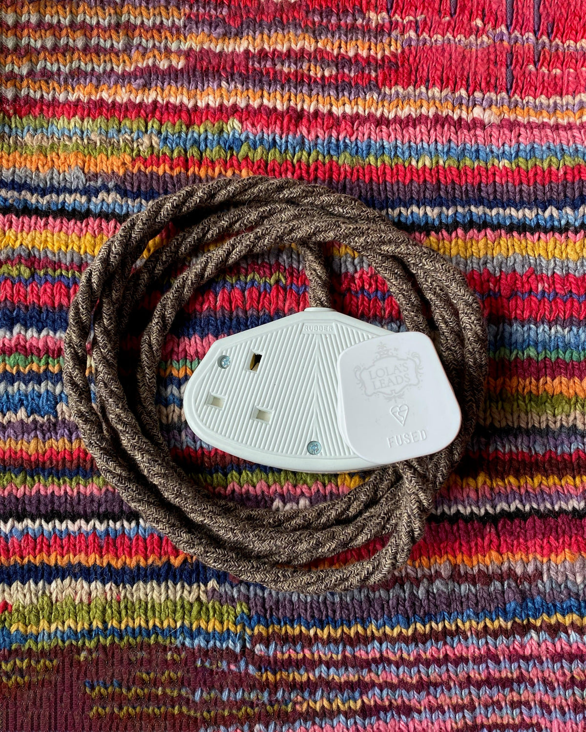 Mocha Linen Fabric Extension Cable