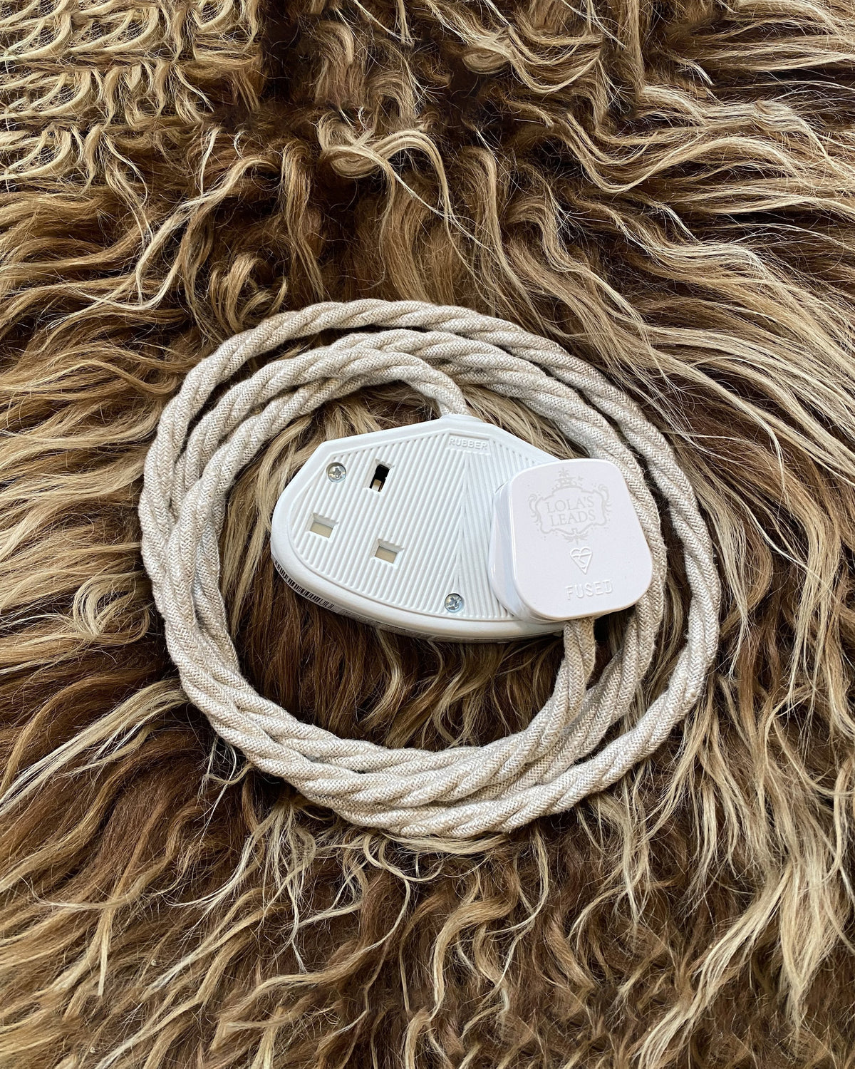 Oatmeal Linen Fabric Extension Cable