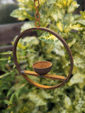 Rusted Steel Hanging Bird Feeder