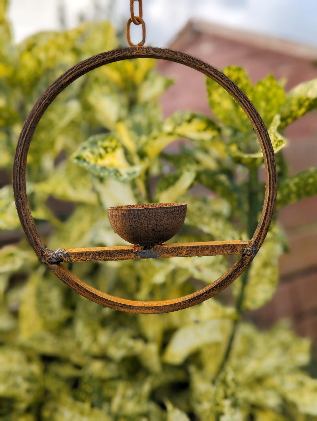 Rusted Steel Hanging Bird Feeder, view 3
