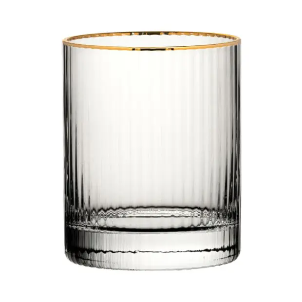 Gold Rimmed Whisky Tumbler, 320ml